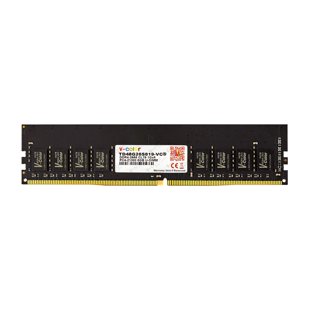  [AUSTRALIA] - v-Color DDR4 8GB (8GBx1) 2666MHz (PC4-21300) CL19 Standard Desktop Computer PC Ram Memory Module Non ECC Unbuffered DIMM 1.2V(TD48G26S819-VC) 8GB(8GBx1)-2666MHz Standard-Single Channel U-DIMM