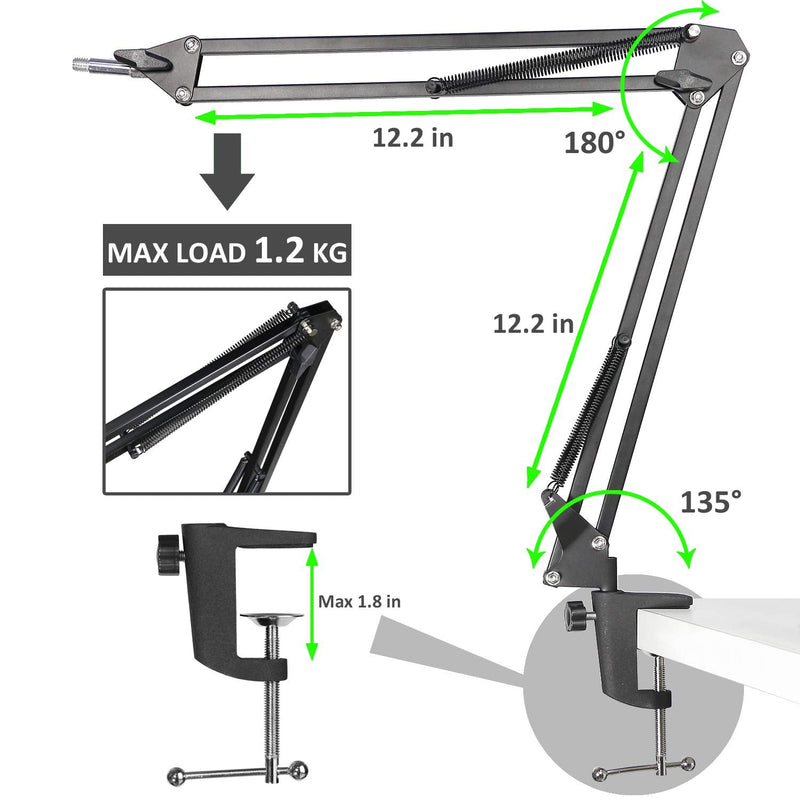  [AUSTRALIA] - Blue Ember Boom Arm Stand with Pop Filter - Mic Stand with Foam Cover Windscreen for Blue Ember Microphone by YOUSHARES