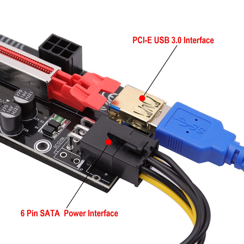  [AUSTRALIA] - IIAzimps GPU Riser Card V011 Pro 10 Capacitors PCI-E Riser Adapter PCI-Express 1X to 16X Extension Cable for Bitcoin Ethereum Mining Devices BTC ETH Miner Rigs (3 Pcs Pack) 3 Pcs Pack