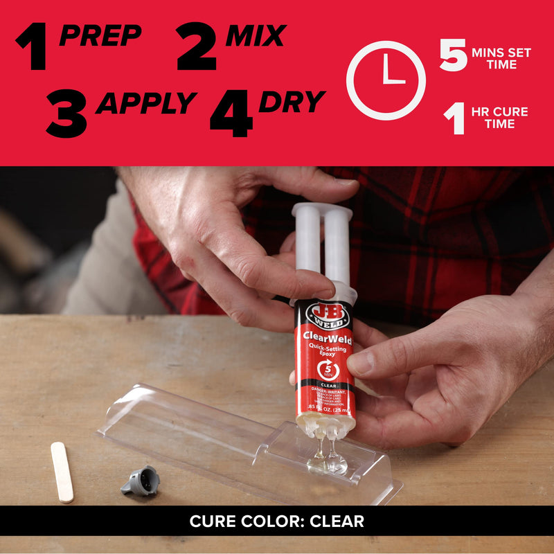  [AUSTRALIA] - J-B Weld ClearWeld 5 Minute Epoxy, Clear, Syringe, 2 Pack, 50112-2 25ml - 2 Pack