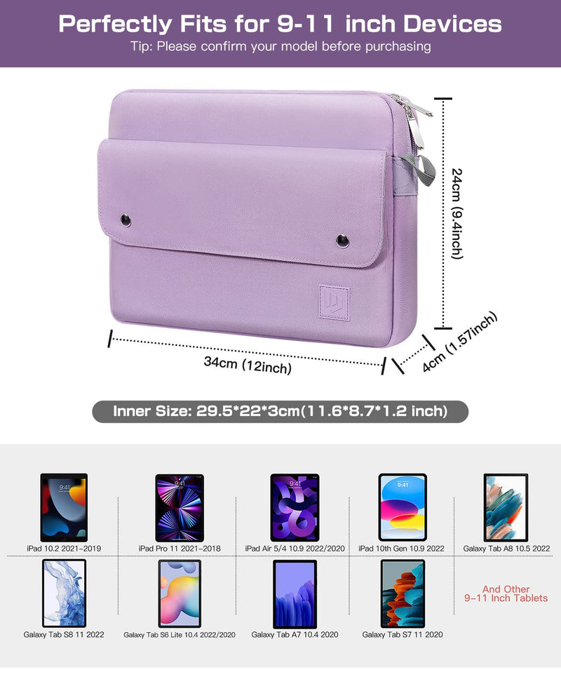 [AUSTRALIA] - Dadanism 9-11 Inch Tablet Sleeve Shoulder Bag for iPad Air 5/4 10.9 2022/2020, iPad Pro 11 2021-2018, iPad 10.2 2021-2019, iPad 10th Gen 10.9 2022, Galaxy Tab A8 10.5, Tablet Carrying Bag, Taro Purple