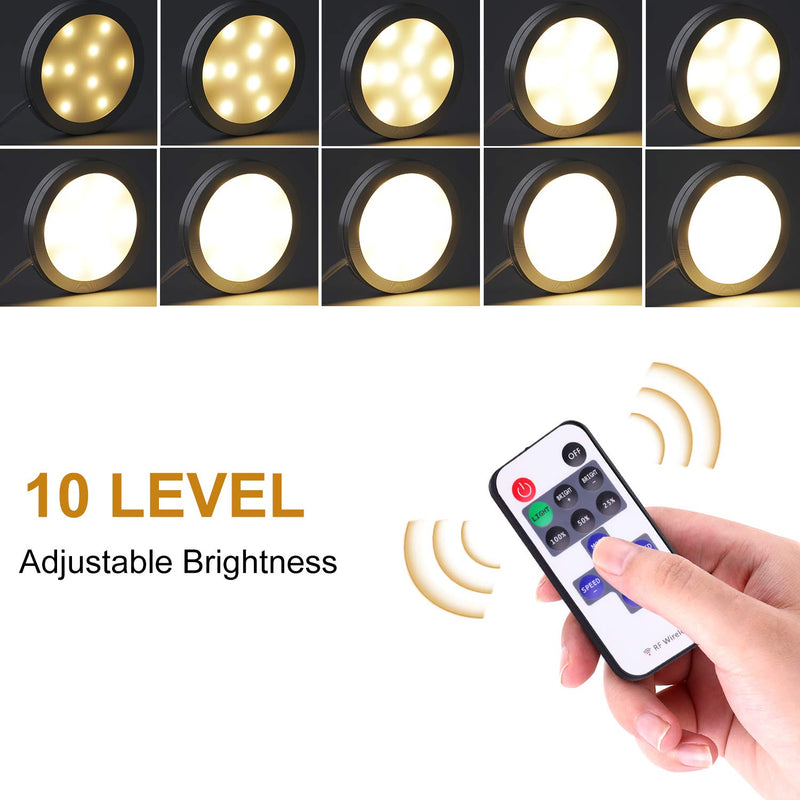 Dimmable LED Under Cabinet Puck Lights AIBOO 3 Lamps Kit with RF Remote Control for Home Kitchen Counter Lighting (Warm White 2700K) Warm White - LeoForward Australia