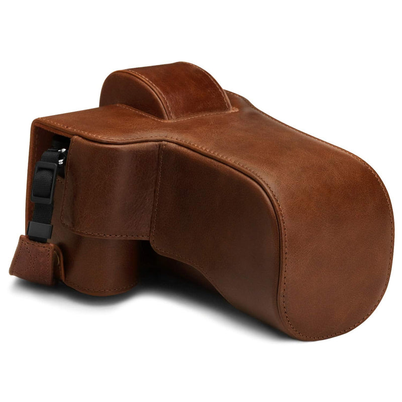 [AUSTRALIA] - MegaGear Ever Ready Genuine Leather Camera Case Compatible with Nikon Z50 (50-250mm) Brown
