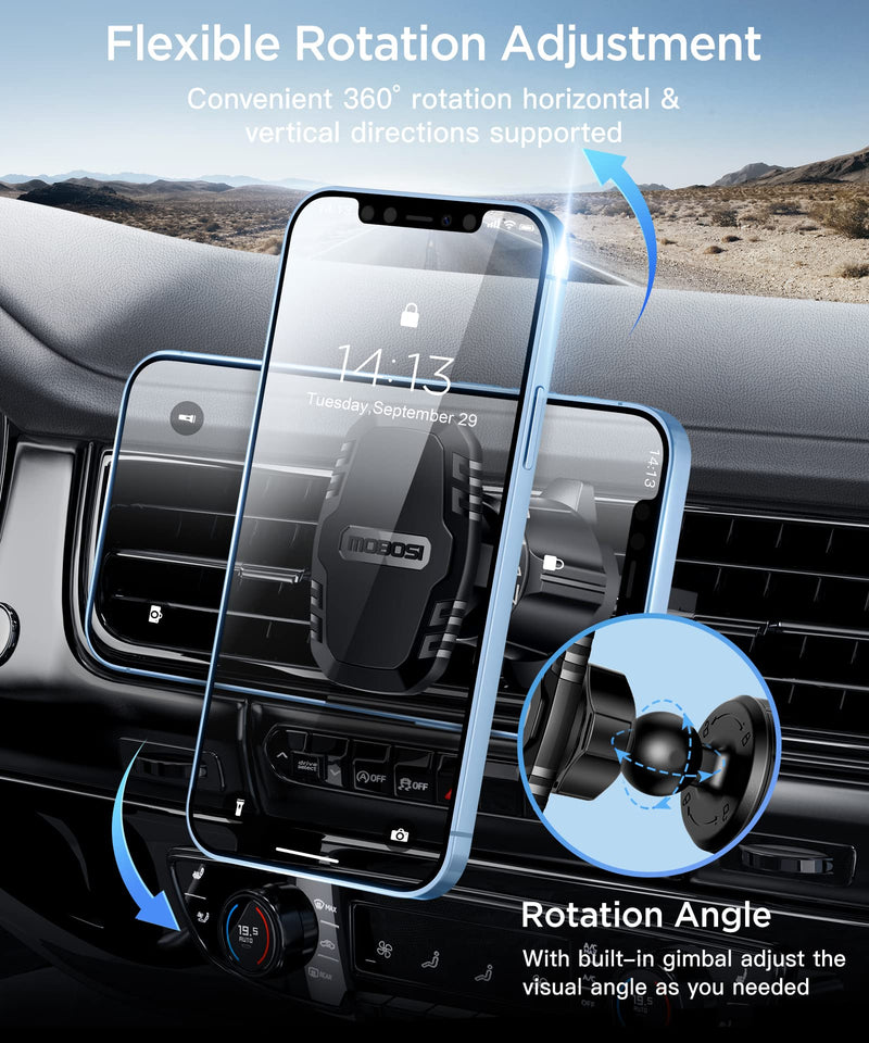  [AUSTRALIA] - MOBOSI Magnetic Phone Mount for Car, [Strong Magnets] Car Phone Holder [Upgraded Clip] Air Vent Mount [360° Rotation] Phone Car Holder Mount Compatible with iPhone 13 12 Pro X XS Max & All Phones