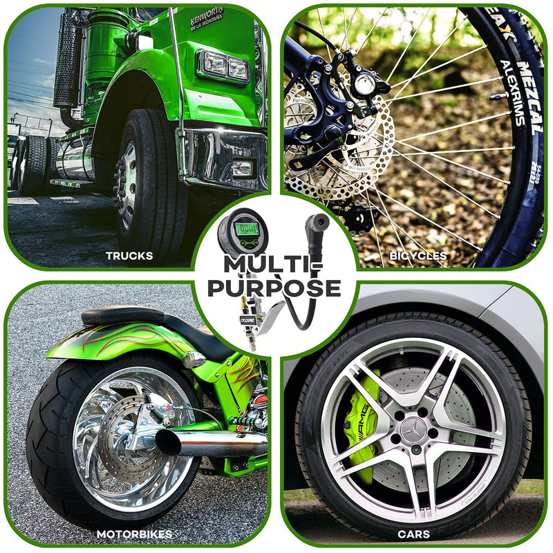 Digital Universal Bicycle Tire Inflator Gauge with Auto-Select Valve Type - Presta and Schrader Air Compressor Tool - LeoForward Australia