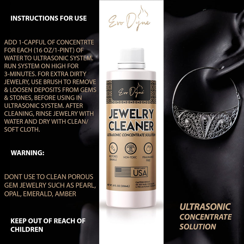  [AUSTRALIA] - Evo Dyne Ultrasonic Jewelry Cleaner – Jewelry Cleaner Solution for Diamond, Gold, Silver, Gemstones – Best Extra Concentrated Formula Silver Jewelry Cleaner for Sonic and Ultrasonic Machines 2-Pack
