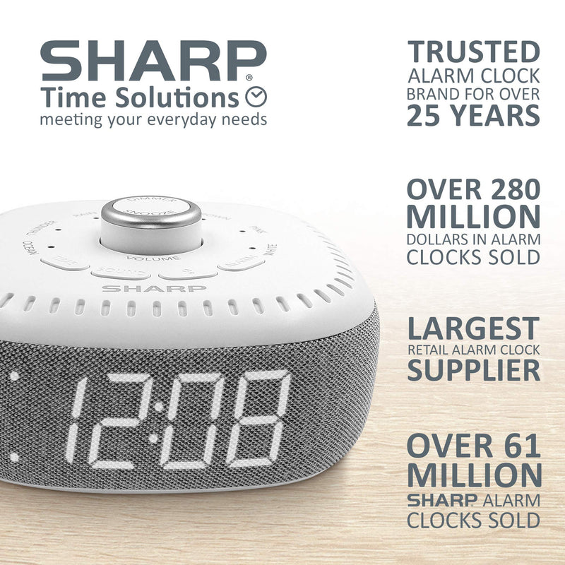 DreamCaster by Sharp Sound Machine Alarm Clock with Bluetooth Speaker, 6 High Fidelity Sleep Machine Soundtracks – White Noise Machine for Baby, Adults, Home and Office – White LED - LeoForward Australia