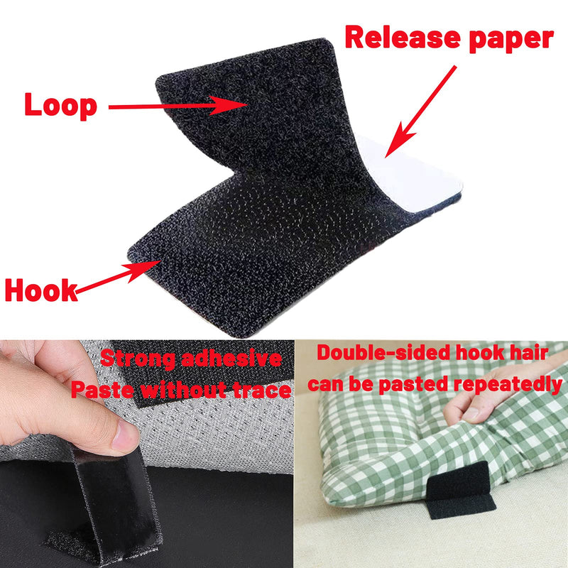  [AUSTRALIA] - BONIBBLY Rectangle Double-sided Adhesive Tape 30Pcs Heavy Duty Strips with Hook Loop Apply to Home Wall School Carpet Office Supplies Car Phone Tools (1.57 Inches X 2.36 Inches）, BlACK, 0258 1.6 X 2.4 Inch Rectangle