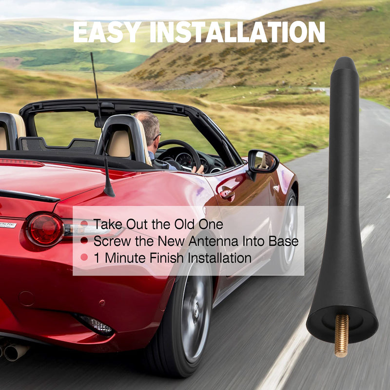  [AUSTRALIA] - KSaAuto 5 inch Antenna for 2006-2022 Mazda MX-5 Miata RF ND NC ┃ OEM NF47-66-A30A ┃ Polished High-Grade Al-Alloy AM FM Radio Antenna, High-Strength Al-Alloy with Advanced Coating 5"