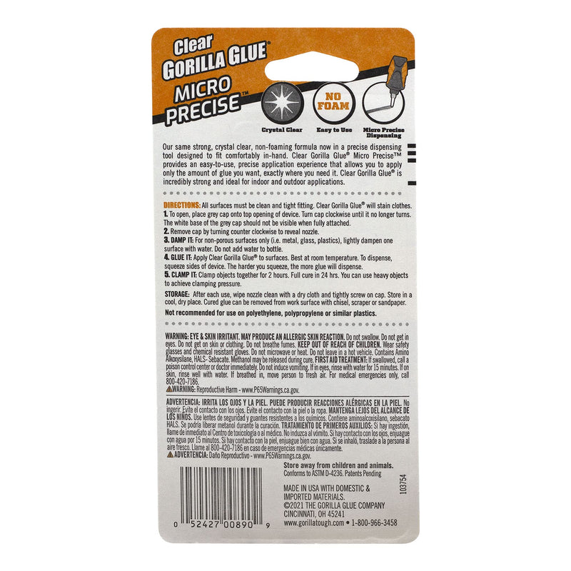  [AUSTRALIA] - Gorilla Glue Clear Micro Precise, 5 Gram, Clear (Pack of 2)