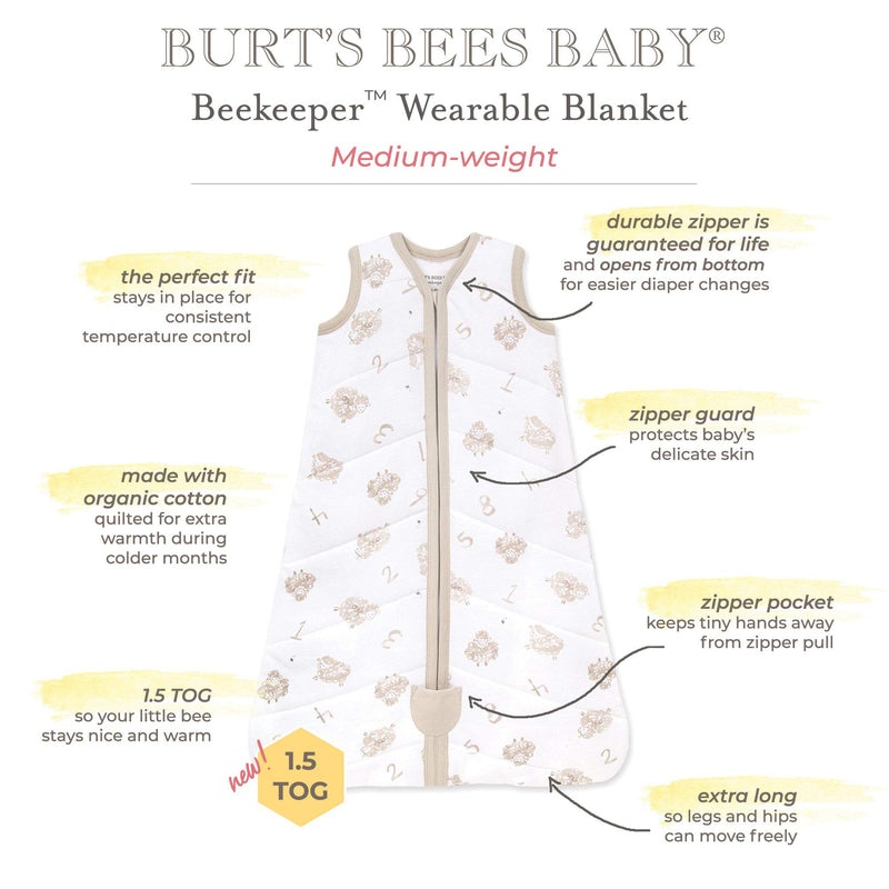  [AUSTRALIA] - Burt's Bees Baby Baby Beekeeper Wearable Blanket, 100% Organic Cotton, Swaddle Transition Sleeping Bag Small Butterfly Garden