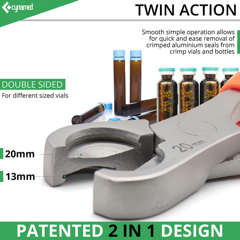 [AUSTRALIA] - Cynamed Twin Action Decapper Pliers - Perfect for Decapping 13mm and 20mm Crimped Vials and Bottles