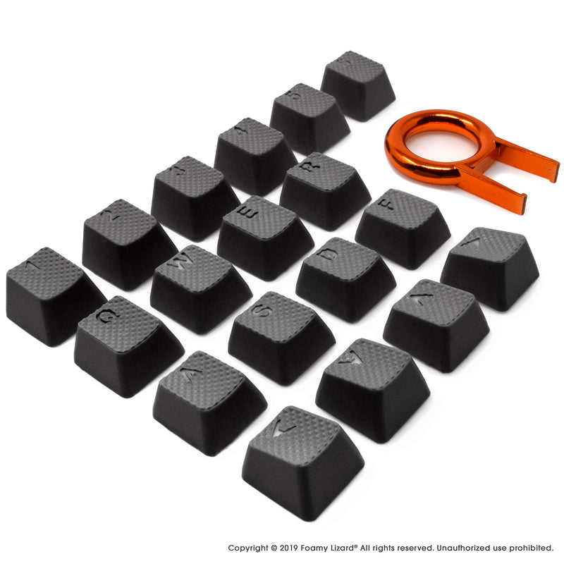 Pro Rubber Keycap Set by Foamy Lizard - Backlit Set of Cherry MX Compatible OEM Profile Double Shot Shine-Through Keys with Key Puller (Black - Set of 18) Black - Set of 18 - LeoForward Australia