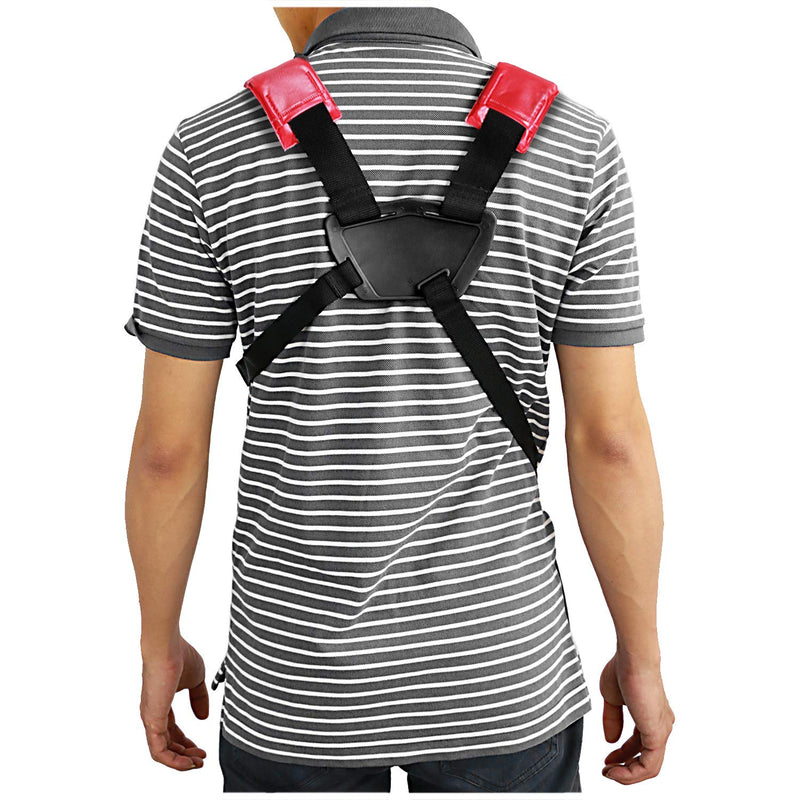  [AUSTRALIA] - WEIBOND Trimmer Shoulder Strap - Grass Trimmer Harness Strap, Comfort Strap Double Shoulder Garden, Brush Cutter Lawn Mower Nylon Belt （Black and Red 2PCS) Black Red_2pcs