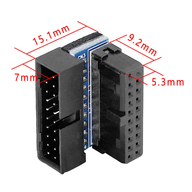 Right Angled USB 3.0 20-pin Male to Female Extension Adapter,Gelrhonr Desktop Motherboard 90 Degree Angled USB 3.0 19-Pin Motherboard Internal Header-Black 2PCS - LeoForward Australia