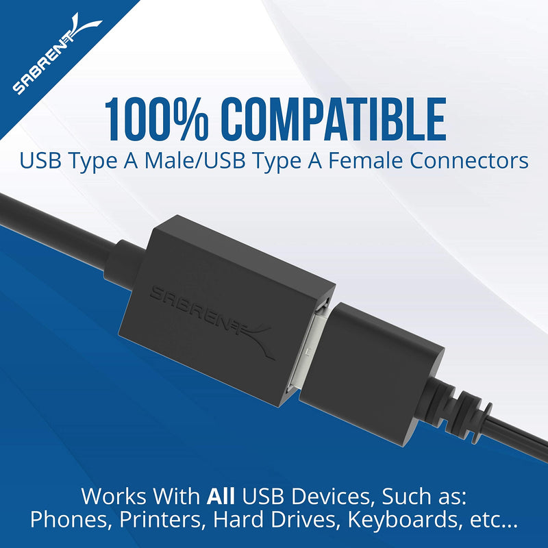  [AUSTRALIA] - SABRENT 22AWG USB 2.0 Extension Cable - A-Male to A-Female [Black] 10 Feet (CB-2010)