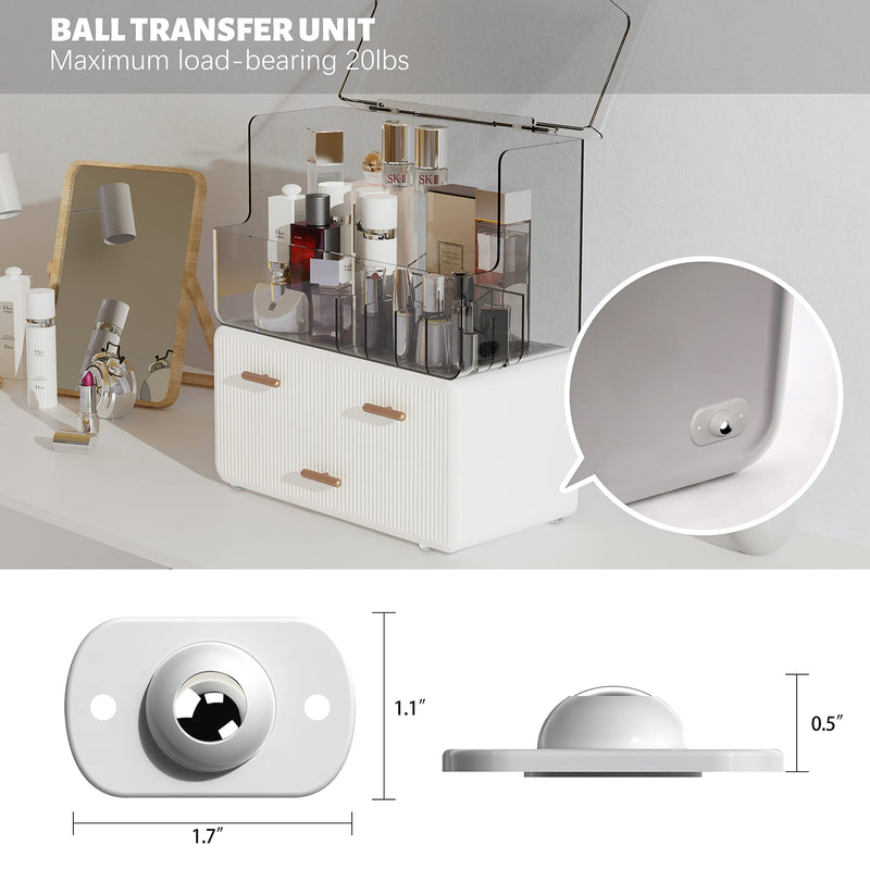 [AUSTRALIA] - 16 Pack - Self-Adhesive Roller Ball Transfer Bearing, Ball Transfer Unit Universal Rotation Ball Casters for Bottom Storage Rack, Trash Can, Bed Storage Box 16 White