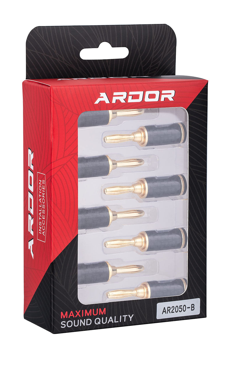 [AUSTRALIA] - Ardor Banana Plugs for Speaker Wire, 4 Pairs Solid Brass with Gold Plated Carbon Fibre Housing Banana Plug for Speakers Cable Home Theatre Audio Video Receiver Amplifiers and Sound Systems (8 Pack)
