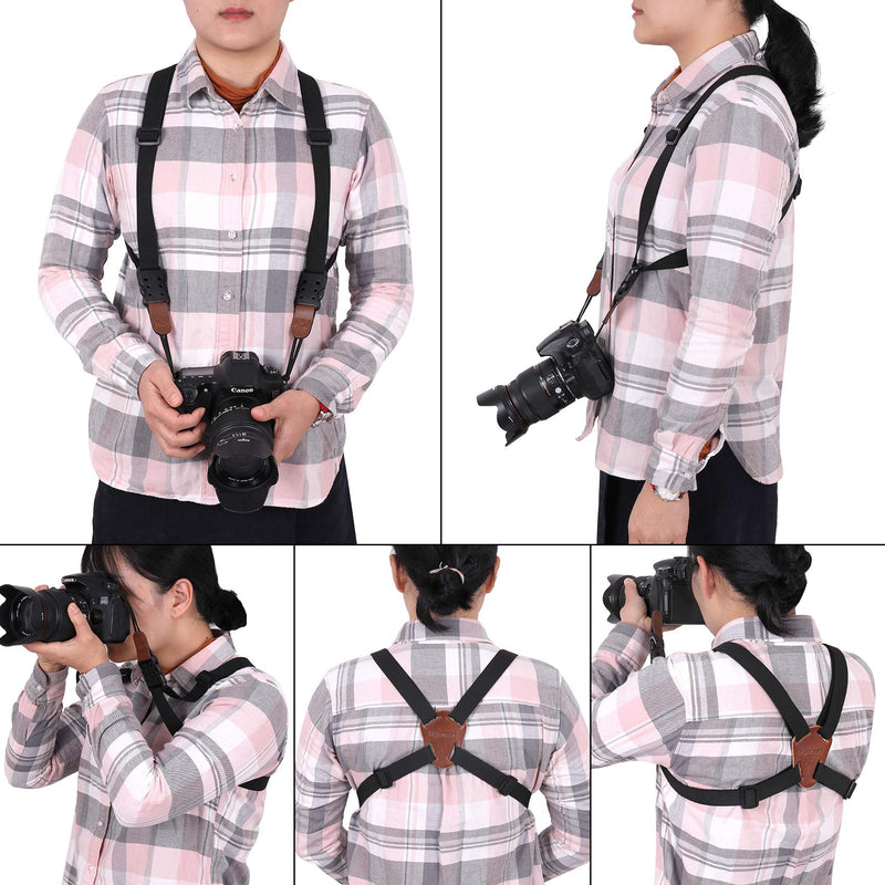  [AUSTRALIA] - Vigorport Camera Strap,Cross Shoulder Straps for Binoculars, Rangefinders,Harness Strap Compatible with Canon, Nikon, Sony and DSLR SLR Cameras-Brown Brown