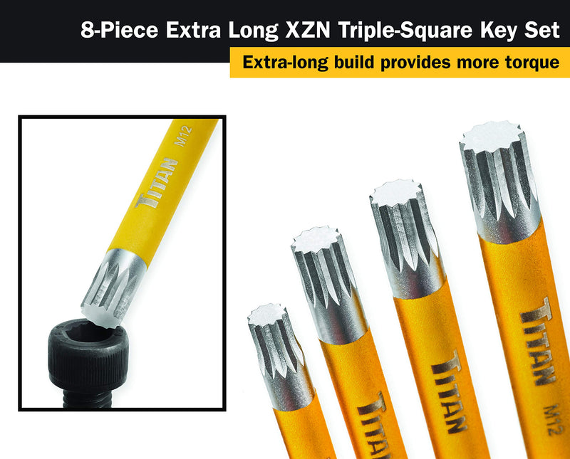 Titan 12733 Extra-Long Arm Triple Square Key Set - 8 Piece - LeoForward Australia