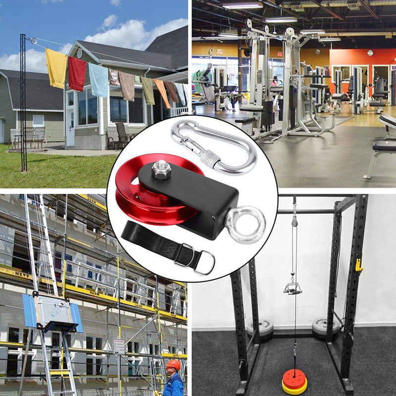  [AUSTRALIA] - Heavy Duty Lightweight Aluminum Cable Pulleys with Hanging Strap Kit,Snatch Block Pulley Wheel for Home Gyms LAT Pulley System DIY Attachment Home Accessories Red 1 Pack