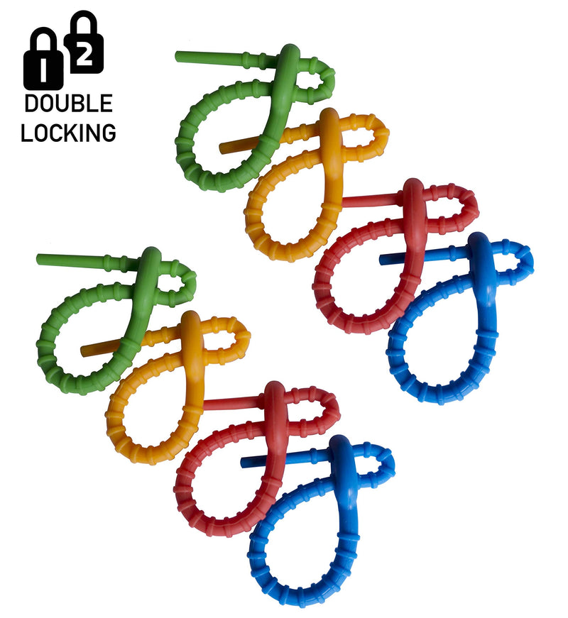  [AUSTRALIA] - Multi Purpose Silicone Zip Ties - 20 pcs - 6 inch Reusable Zip Ties - Releasable Zip Ties in Multi Color (Red, Blue, Green, Orange) - Ties for Home, Office from EcoSearene