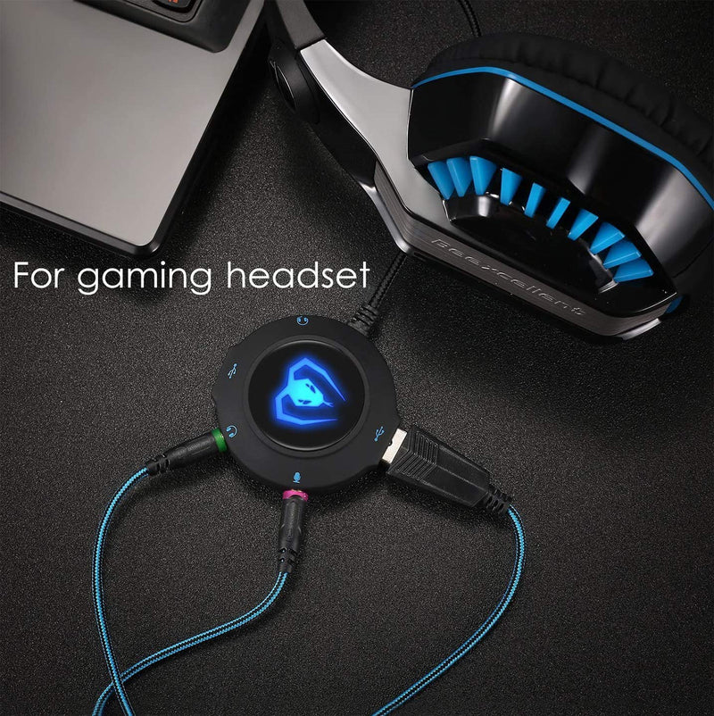  [AUSTRALIA] - Micolindun External Sound Card USB Hubs Audio Adapter to USB Port & 3.5mm Audio & Micro Jack for PC Laptop. Plug and Play (Blue) blue