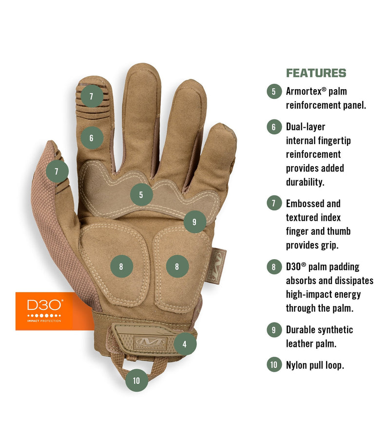  [AUSTRALIA] - Mechanix Wear: M-Pact Coyote Tactical Work Gloves - Touch Capable, Impact Protection, Absorbs Vibration (Large, Coyote Brown) Large