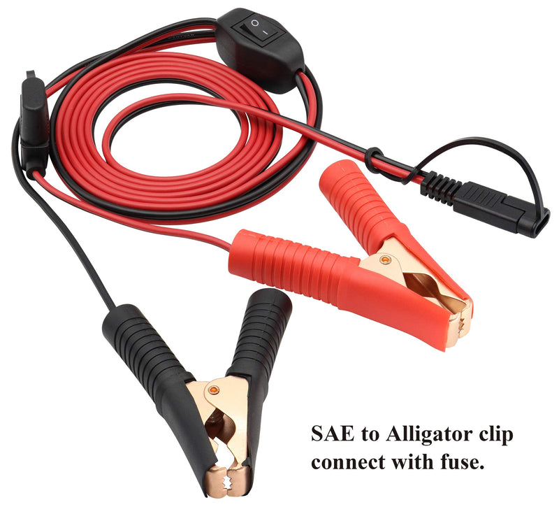  [AUSTRALIA] - AAOTOKK Crocodile Clip Cable 16 AWG Wire Harness SAE to Battery Alligator Crocodile Clip12V DC Extension Cord with Switch and Fuse Box Quick Connect/Disconnect Snap Action Cable(2.4m/7.8ft -Fuse Box)