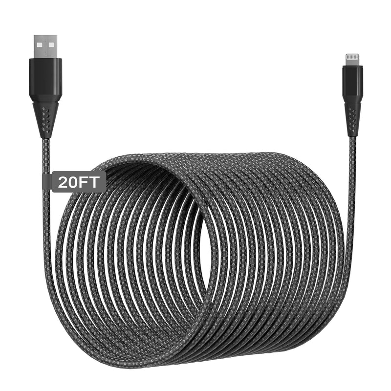  [AUSTRALIA] - iPhone Charger 20FT/6M [Apple MFi Certified] Lightning Cable Extra Long iPhone Charging Cord Nylon Braided Fast Apple Charger Cable 2.4A for iPhone 12 11 Pro X XS Max XR/8 Plus/7 Plus/6/6s Plus 20FT USB-A To Lightning Cable Multicolored