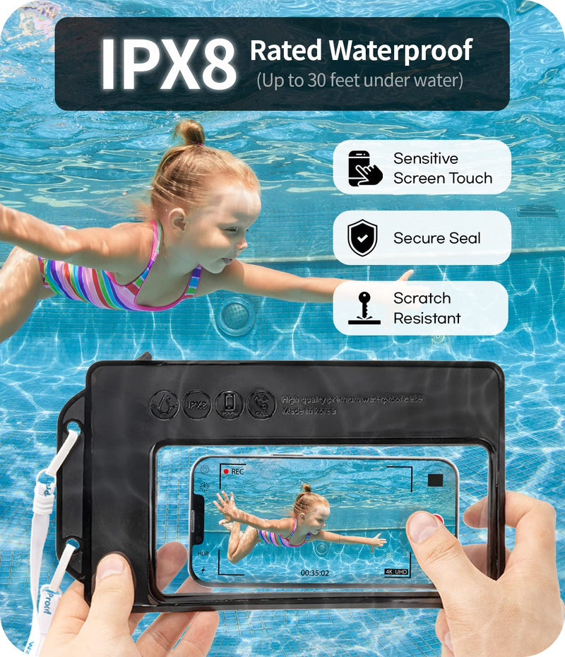  [AUSTRALIA] - GOOSPERY Universal Zipper Type Waterproof Phone Pouch Case for Outdoor Water Activity Compatible with iPhone 14 13 12 11 Pro Max Mini Xs XR X SE, Galaxy S23 S22 S21 S20 S10 Note20 up to 6.8" - Black