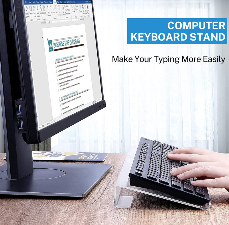 MaxGear Computer Keyboard Stand Keyboard Riser Acrylic Keyboard Stand for Desk Clear Keyboard Holder for Desk with Adjustable Height for Easy Ergonomic Typing at Office, Home, School - LeoForward Australia