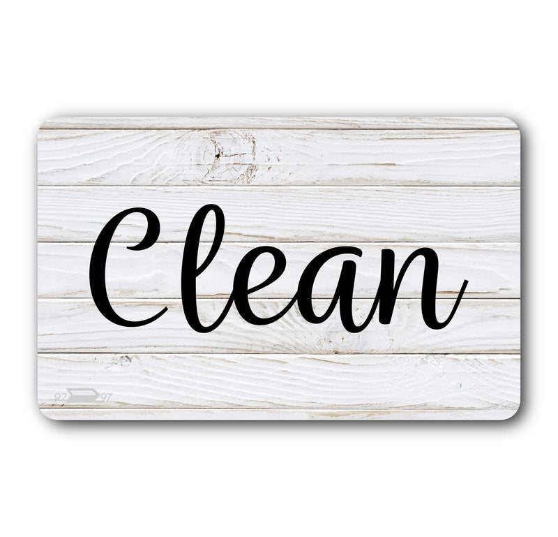 Black and White Wood Clean Dirty Dishwasher Magnet, Reversible Dish Washer Sign, Double Sided Strong Kitchen Flip Indicator, Bonus Universal Magnetic Plate, Neutral Rustic White and Black Magnet Black & White - LeoForward Australia