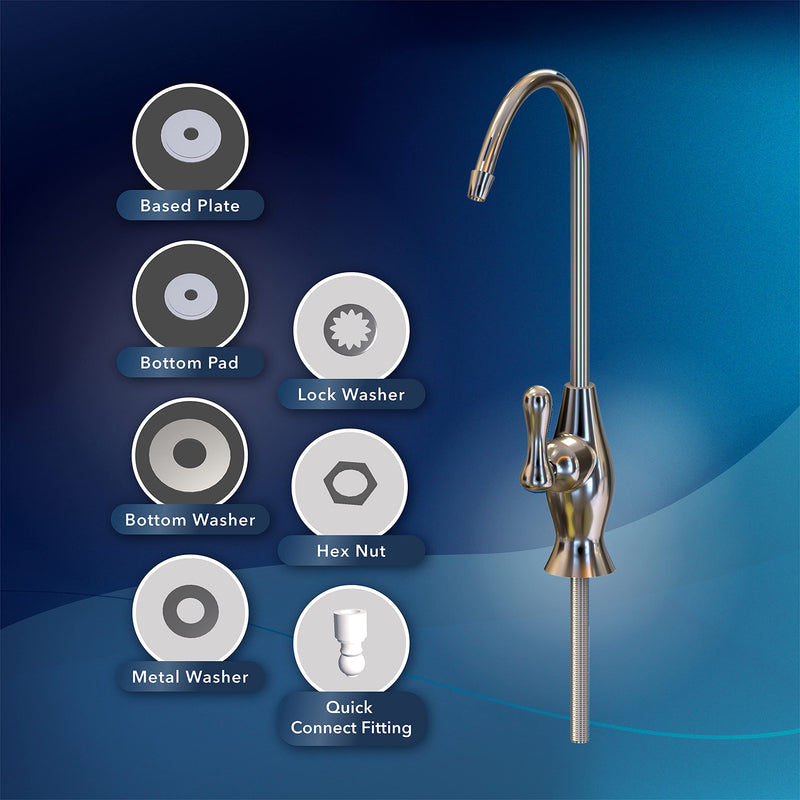 Puroflo Drinking Water Filter Faucet, 100% Lead-Free Kitchen Bar Sink Reverse Osmosis Water Filtration Faucet Chrome Polished Finish, Non-Air Gap, NSF Certified, FLR-575CP Chrome Polished Finish (CP) - LeoForward Australia