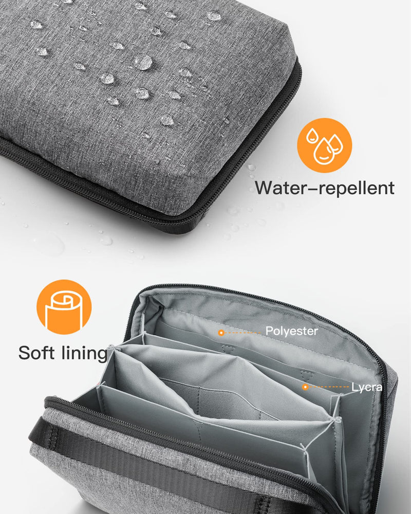  [AUSTRALIA] - Inateck Electronics Organizer, Travel Cable Organizer Splashproof Accessories Bag Waterproof Gray