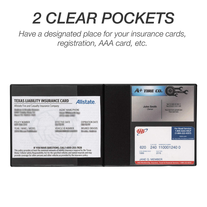  [AUSTRALIA] - Samsill 2 Pack Registration and Insurance Card Holder, 5.25" x 4.75" Black Glove Box Organizer, Perfect for Multiple Vehicles