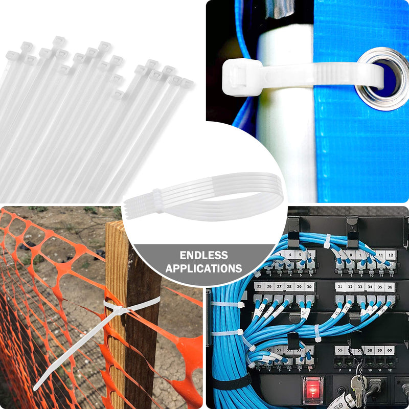 [AUSTRALIA] - 15" White Zip Cable Ties (100 Pack), 120lbs Tensile Strength - Heavy Duty, Self-Locking Premium Nylon Cable Wire Ties for Indoor and Outdoor by Bolt Dropper 15" 120lb