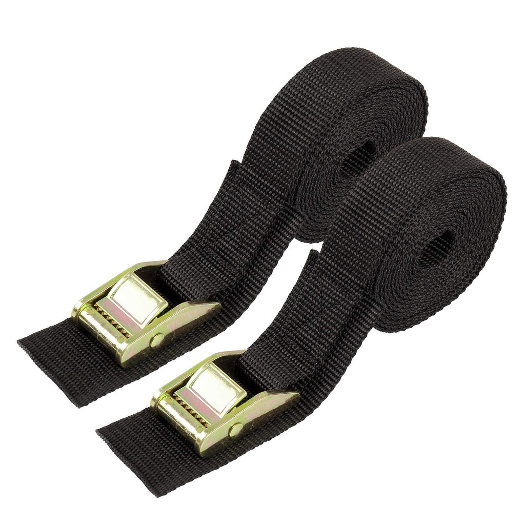  [AUSTRALIA] - Lashing Strap 8 FT X 1" Tie Down Straps Cargo Kayak Strap Thickened Sturdy Cam Lock Buckle-2 Pack,Black 8ft