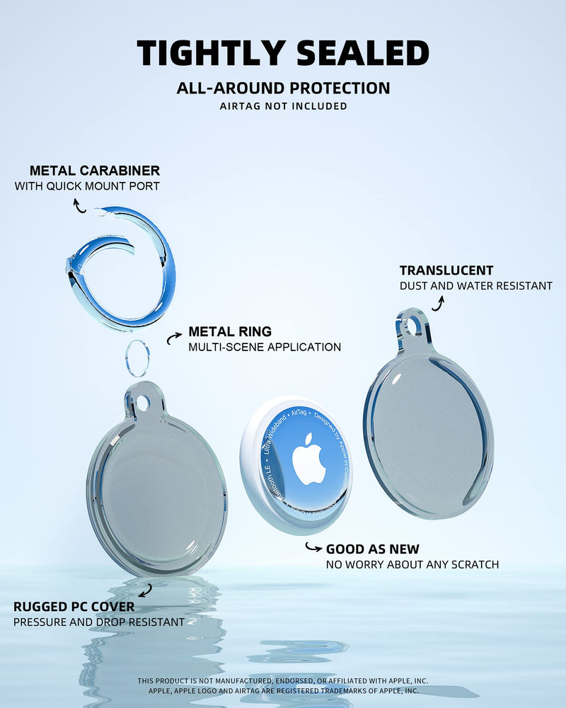  [AUSTRALIA] - Airtags 4 Pack Waterproof Holder, Airtag Keychain Case for Apple Tag, Soft Full-Body Shockproof Airtags 4 Pack Tracker Protective Cover for Dog Cat Collar, Luggage, Car Keys (4 Colors)