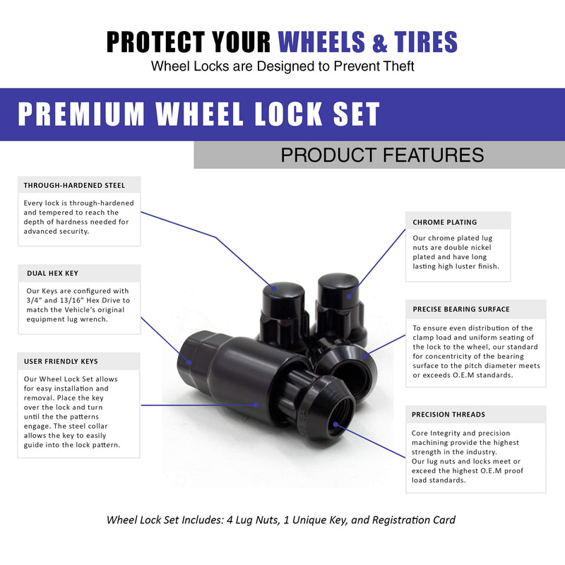 Wheel Lock - Acorn - M12 1.5 (Blk) - LeoForward Australia