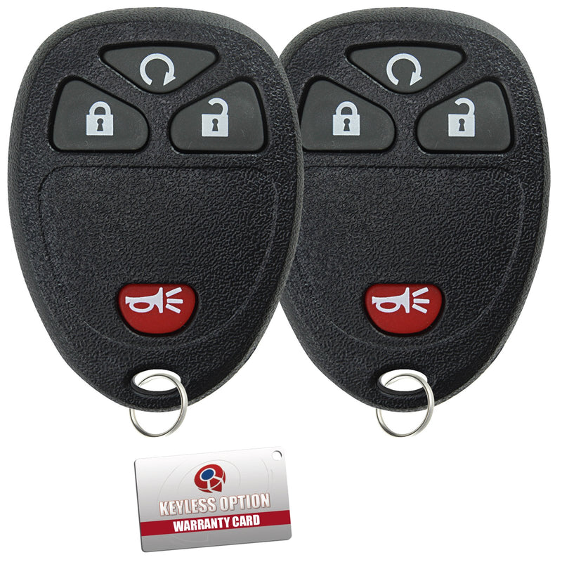  [AUSTRALIA] - KeylessOption Keyless Entry Remote Control Car Key Fob Replacement for 15114374 (Pack of 2) black