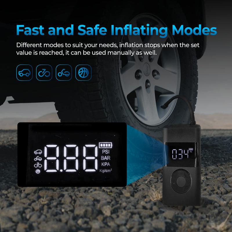  [AUSTRALIA] - AutoSky Tire Inflator Portable Air Compressor with Auto Shutoff and Pressure Gauge up to 150 PSI - Portable Air Compressor, Air Pump for Car Tires, Power Bank and Emergency Flashlight