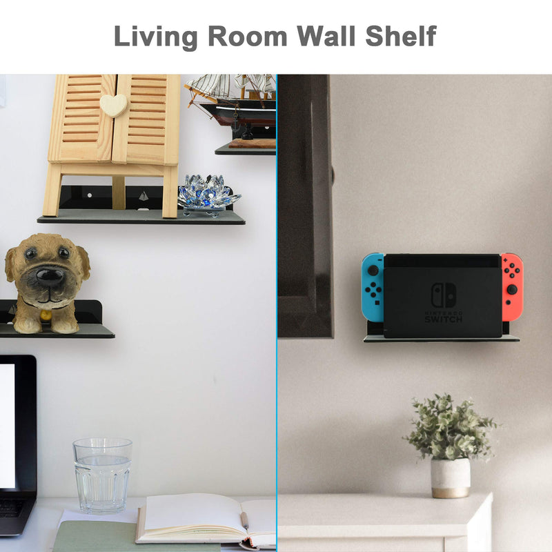  [AUSTRALIA] - Wall Shelf Speaker Stand, TXEsign Small Wall Shelf Speaker Mount for Bluetooth Speaker, Webcam, Cell Phones, Toy Display Shelf Acrylic Floating Speaker Shelf (9-Inch (Black)) Black