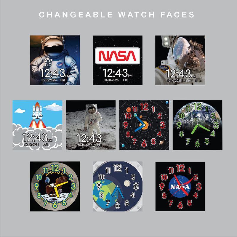  [AUSTRALIA] - Accutime Kids NASA Astronaut White Educational Learning Touchscreen Smart Watch Toy for Boys, Girls, Toddlers - Selfie Cam, Learning Games, Alarm, Calculator, Pedometer and More (Model: NAS4011AZ)