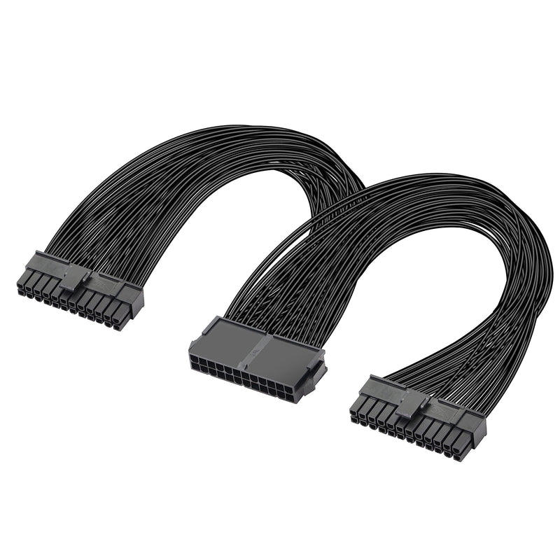  [AUSTRALIA] - GELRHONR PSU Power Supply 24-pin ATX Motherboard Splitter Cable,24pin(20+4) for Dual ATX Motherboard Extension Cable PSU Female to Male Y Adapter Cable -1Ft