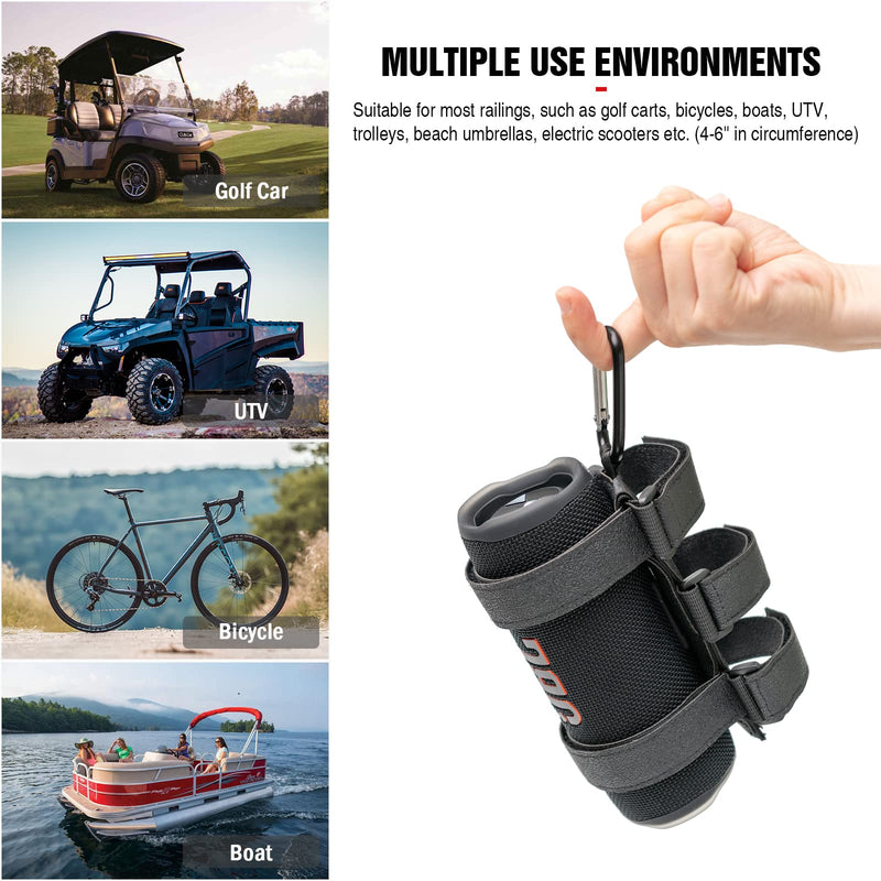  [AUSTRALIA] - HeyMoonTong Portable Speaker Mount for Wireless Bluetooth Speakers with 7.5''-12.5'' Circumference, Waterproof Adjustable Strap Accessory Holder Fits UTV Golf Cart Bike or Boat Railing/Cross bar/Frame Small