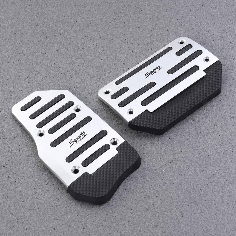  [AUSTRALIA] - Vosarea Non Slip Automatic Car Treadle Accelerator Brake Pedal Cover Footrests Set 2pcs (Silver)