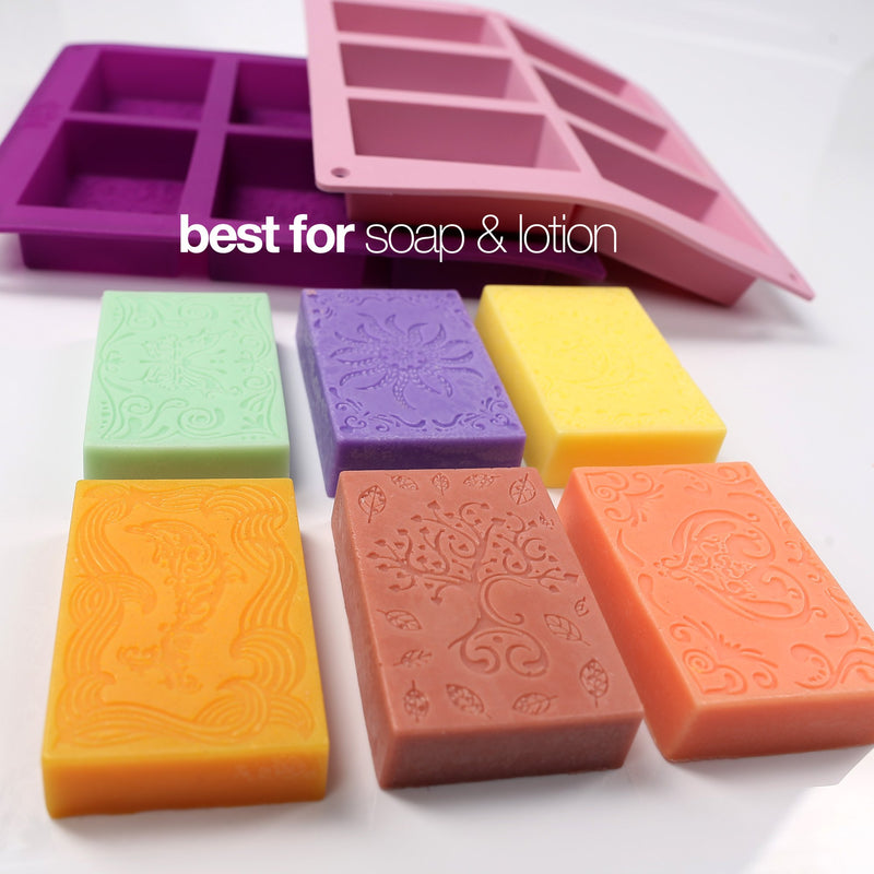  [AUSTRALIA] - Rectangle Silicone Soap Molds - Set of 2 for 12 Cavities - Mixed Patterns - Soap Making Supplies by the Silly Pops
