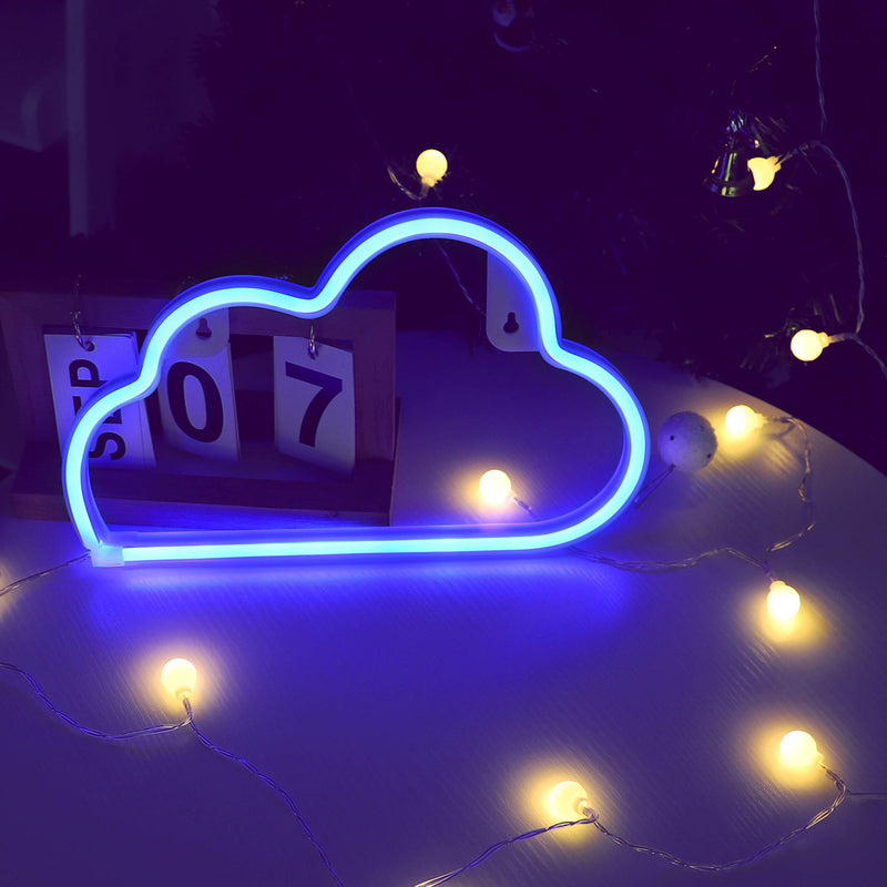  [AUSTRALIA] - MYGOTO Blue Cloud Neon Light Wall Decor Neon Signs for Bedroom Kids with Table Stand Battery and USB Powered Night Light Home Decoration Bedroom Party Decoration (Blue Cloud)