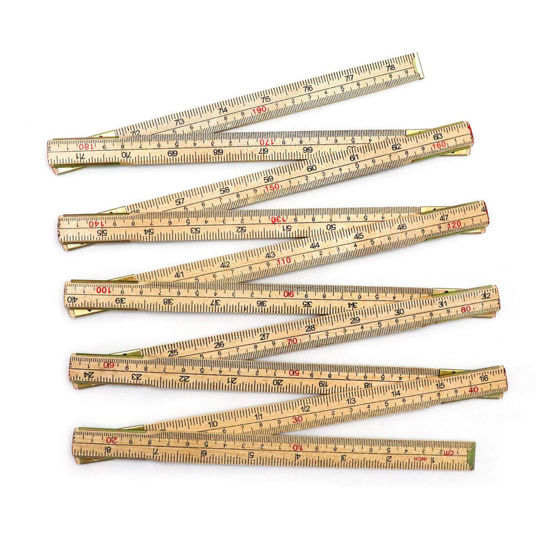 [AUSTRALIA] - QWORK Folding Wood Rule, 6 FT 6 Inch Foldable Ruler with US and Metric Measurements for Carpenters